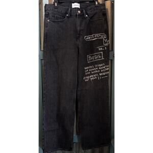H&M Jean Michel Basquiat Who Decides War Straight Jeans Denim Print Size 30/32